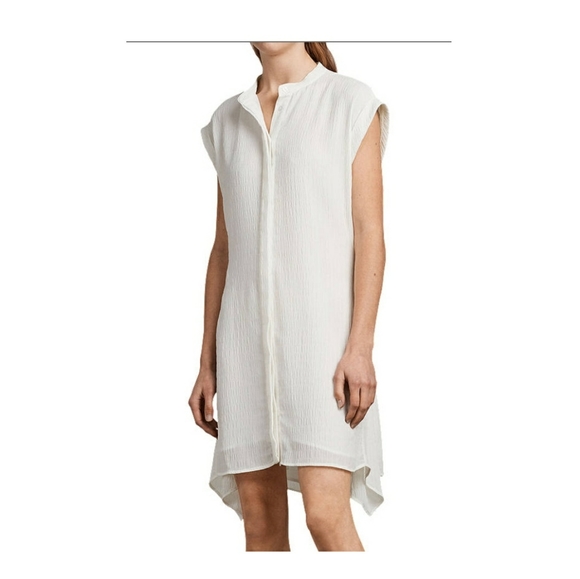 Allsaints Off White Meda Textured Shirt Dress M - Picture 1 of 12